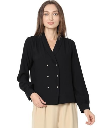 VMS Cuffed Sleeves Shirt Style Top