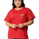 Women's 100% Cotton Graphic Print Boyfriend Fit Round Neck Plus Size T-Shirt