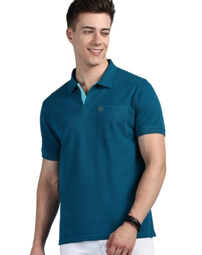 Men's Half Sleeve Soild Casual Regular Fit T-Shirt with Chest Pocket | Polo Tshirt for Men
