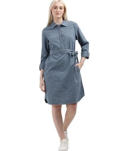 Women's Cotton Blend Shirt Below The Knee Casual Dress