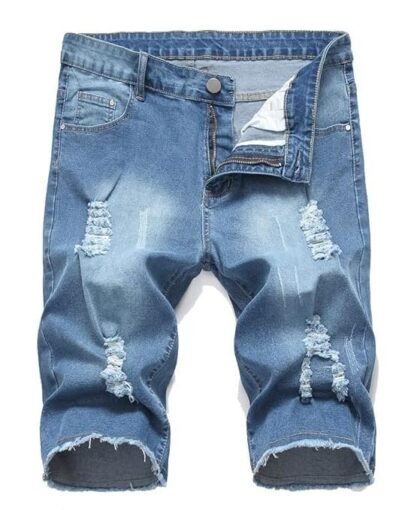 Men's Ripped Jean Shorts Casual Distressed Denim Shorts Summer Short Pants with Pockets
