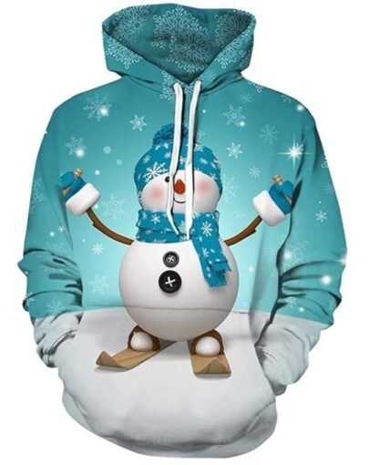 Unisex Christmas Hoodie Sweatshirts Casual Printed Kangroo Pocket Pullover