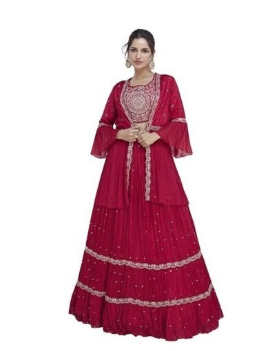 Ethnik Elegant Pink Embroidered Lehenga Choli Set
