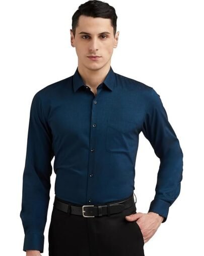 Pete Men's Everyday Solid Slim Fit Full Sleeve Formal Shirt | Cotton-Rich