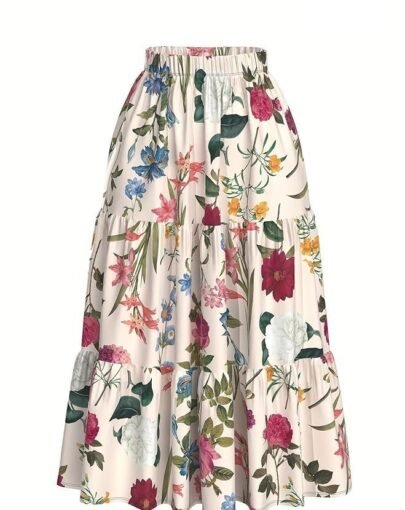 Floral Printed Western Summer Wear | Lightweight Soft Fabric | Casual & Festive Maxi Skirt