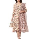 Women's Printed Anarkali Kurta Pant Set with Dupatta