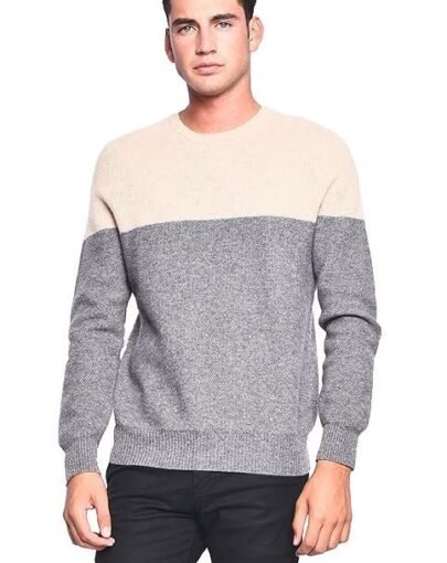 Men's Women's Unisex 100% Cashmere Cozy 2-Tone Round Neck